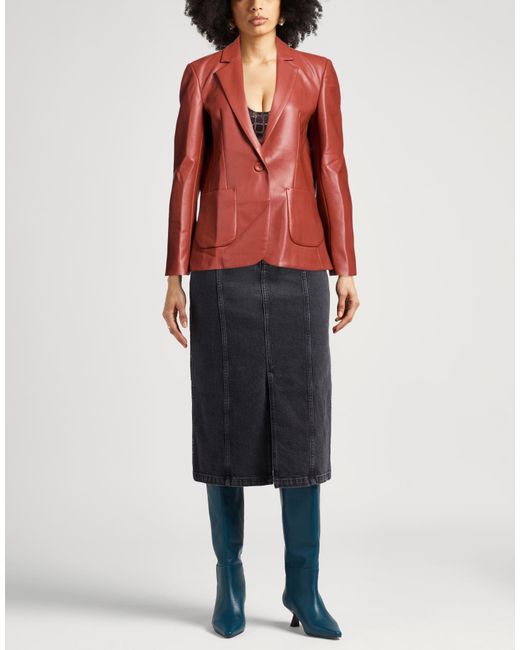 Maliparmi Red Tan Blazer Polyester, Polyurethane