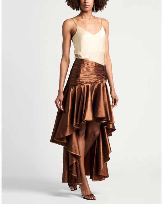 W Les Femmes By Babylon Orange Copper Maxi Skirt Polyamide, Polyester, Elastane