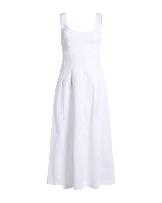 Patrizia Pepe White Midi Dress Cotton, Polyamide, Elastane