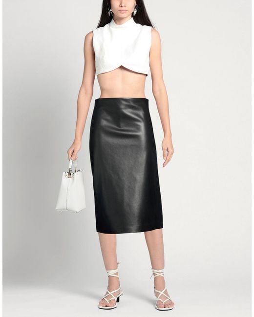 RUE DU BAC Black Midi Skirt Polyurethane