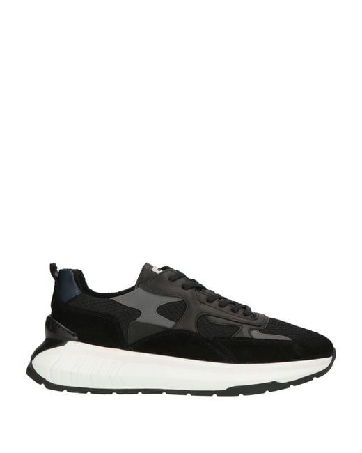 Cerruti 1881 Black Sneakers Calfskin, Polyester for men
