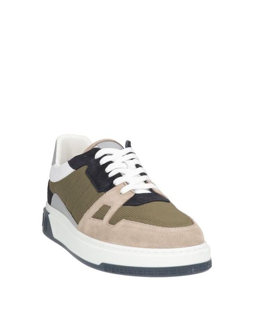 Baldinini White Military Sneakers Leather, Textile Fibers for men