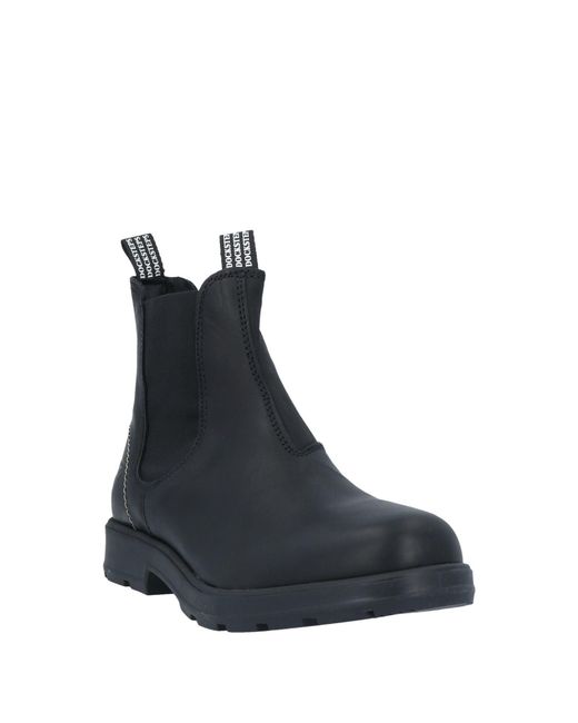 Docksteps Black Ankle Boots Soft Leather, Textile Fibers for men