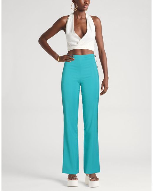 Fracomina Blue Pants Polyester, Elastane