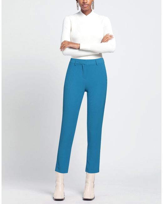 SIMONA CORSELLINI Blue Azure Pants Polyester, Elastane