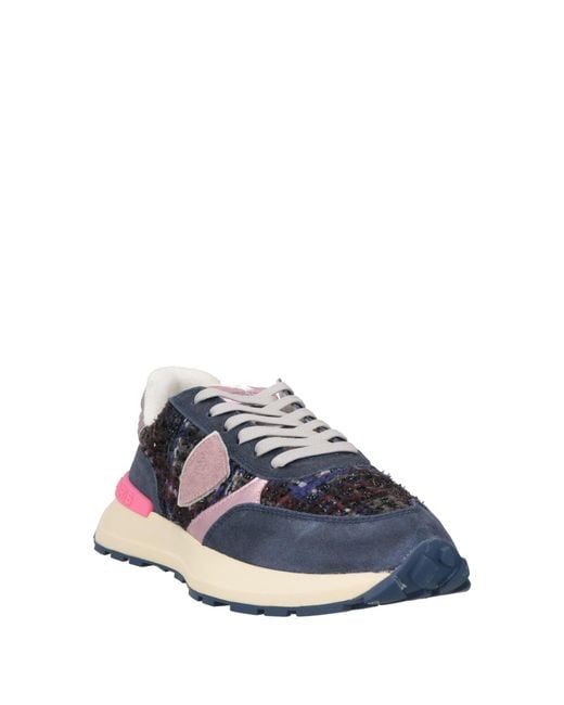 Philippe Model Blue Sneakers Leather, Textile Fibers