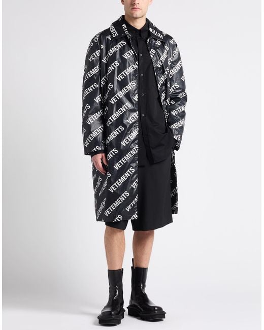 Vetements Black Overcoat & Trench Coat Polyamide for men