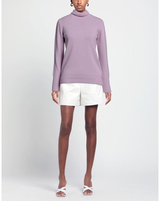 Rossopuro Purple Turtleneck Wool, Cashmere