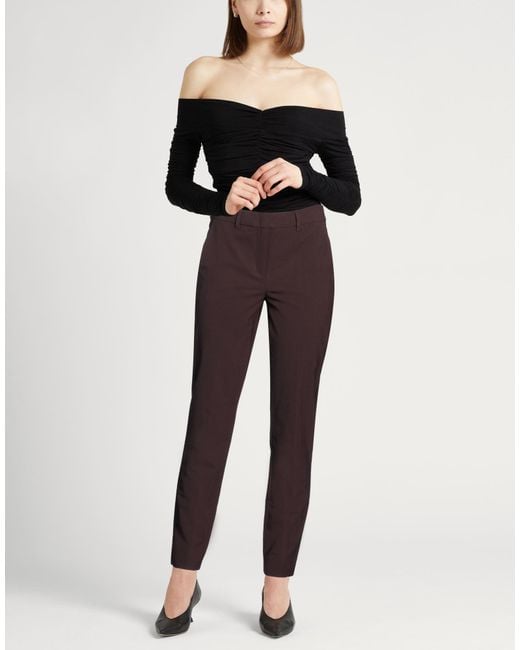 Marella Brown Dark Pants Polyester, Virgin Wool, Elastane