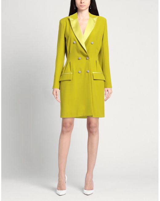 ATELIER LEGORA Yellow Lime Mini Dress Viscose, Polyamide, Polyester, Elastane