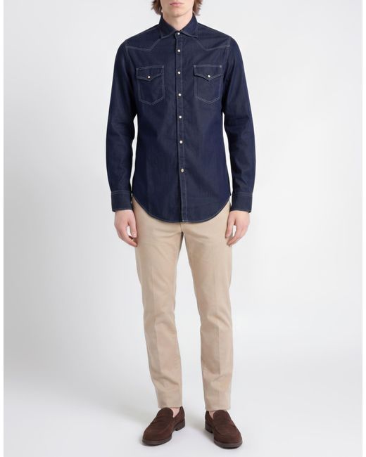 Moorer Blue Denim Shirts for men