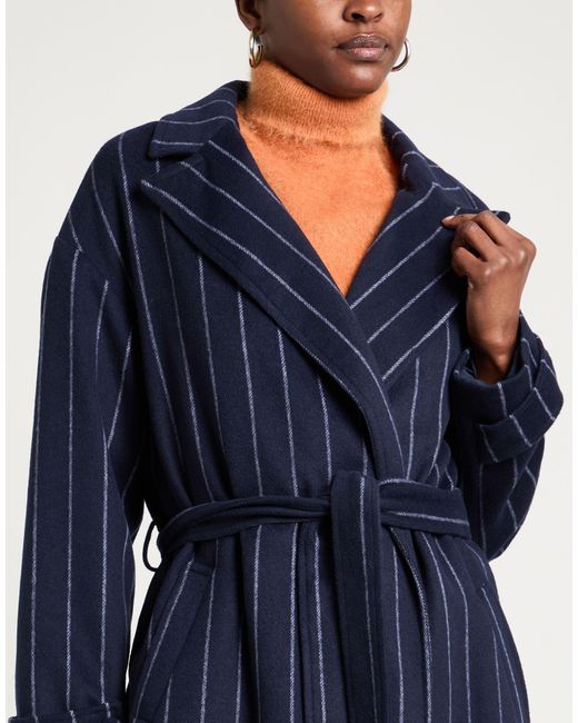 Cristinaeffe Blue Midnight Coat Polyester, Wool