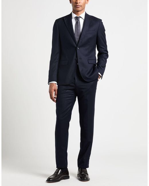 Paoloni Blue Midnight Suit Virgin Wool, Elastane for men