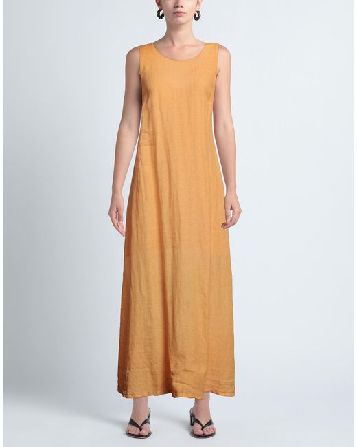 120% Lino Orange Maxi Dress