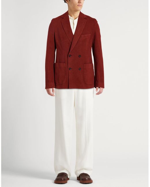Officine Generale Red Blazer Cotton, Elastane for men