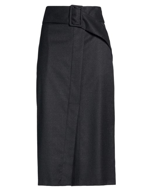 Fabiana Filippi Black Midi Skirt Virgin Wool, Polyamide, Elastane