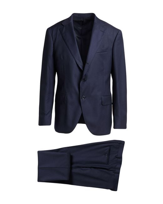 Luigi Bianchi Blue Midnight Suit Virgin Wool, Elastane for men