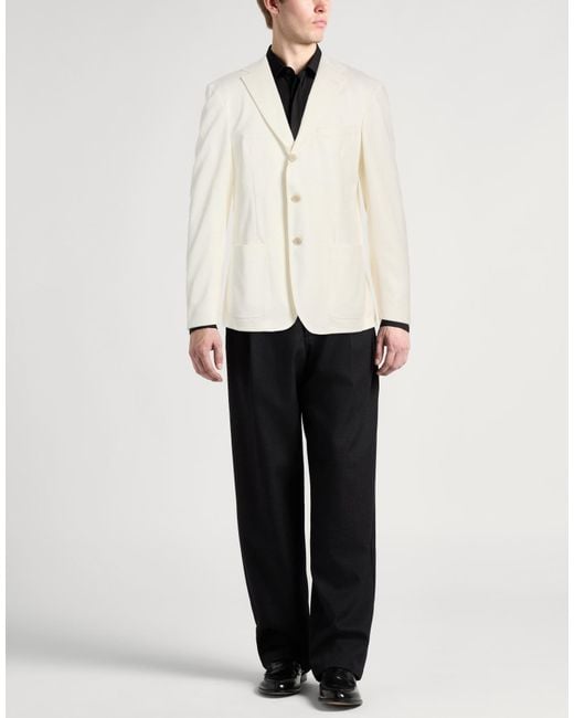 Eleventy White Blazer Linen, Cotton for men