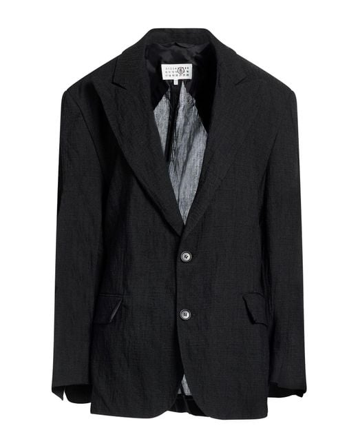 MM6 by Maison Margiela Black Blazer Virgin Wool, Metallic Fiber