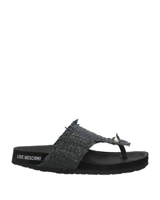 Love Moschino Black Thong Sandal Leather