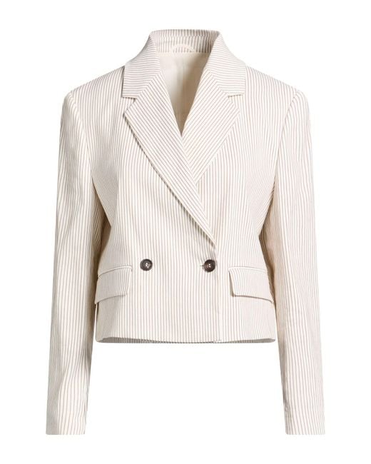 Brunello Cucinelli Natural Ivory Blazer Linen, Cotton, Elastane, Brass