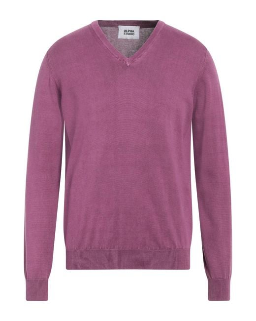 Alpha Studio Purple Sweater Cotton for men