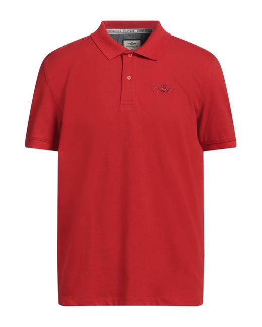 Aeronautica Militare Red Polo Shirt Cotton, Elastane for men