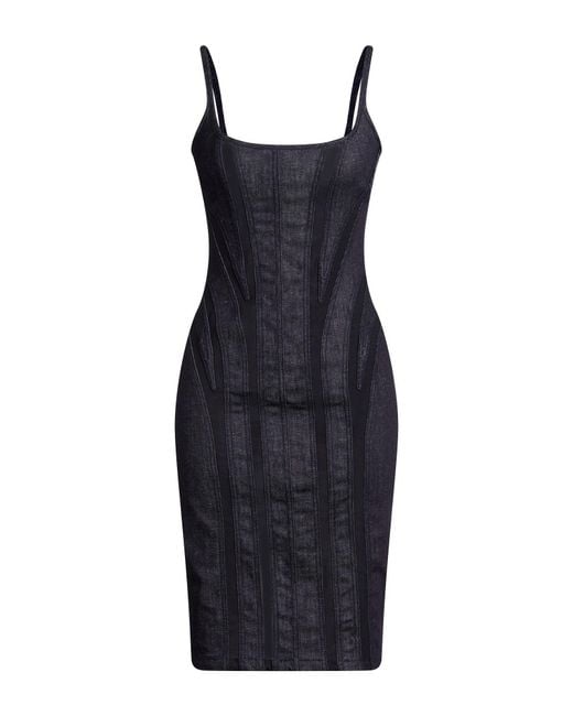 Mugler Blue Midi Dress Cotton, Elastane