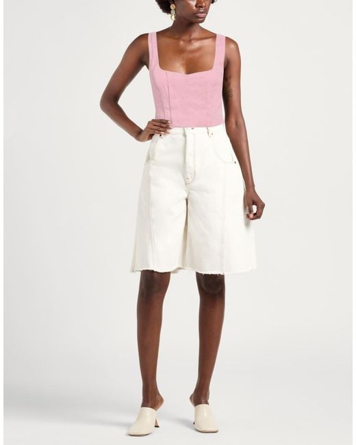 Pinko Pink Top Linen, Viscose, Elastane