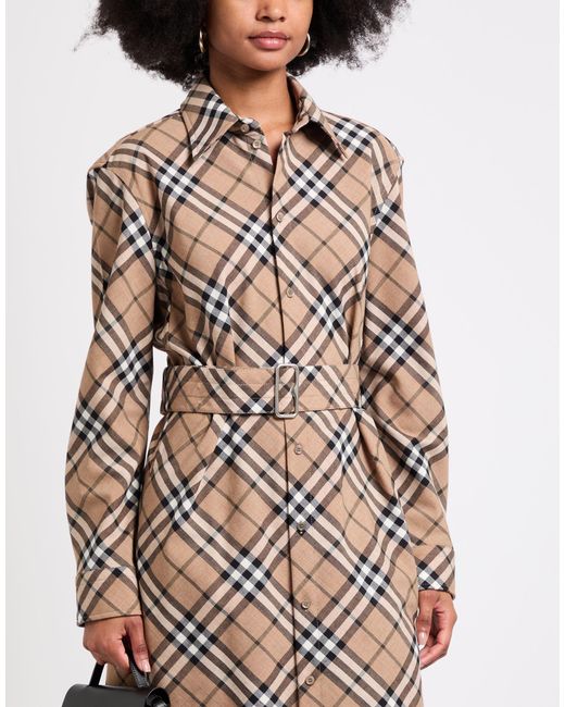 Burberry White Mini Dress Polyester, Wool
