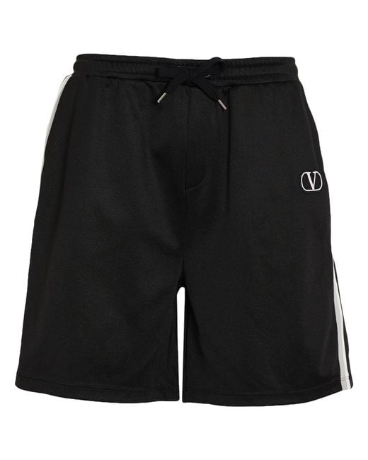 Valentino Garavani Black Shorts & Bermuda Shorts Polyester, Cotton, Polyamide for men