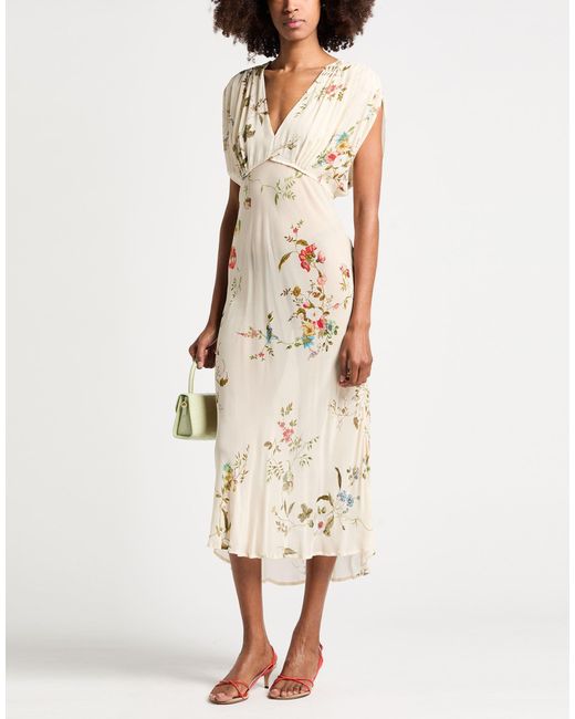 Semicouture Natural Ivory Midi Dress Viscose