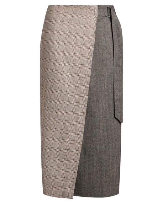 8pm Gray Midi Skirt Polyester, Viscose, Wool
