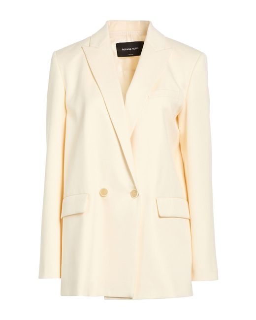 Fabiana Filippi Natural Ivory Blazer Virgin Wool, Polyamide, Elastane
