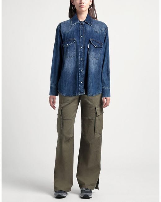 Soallure Blue Denim Shirt Cotton