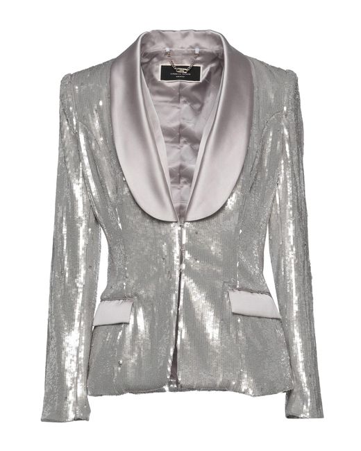 Elisabetta Franchi Gray Suit Jacket