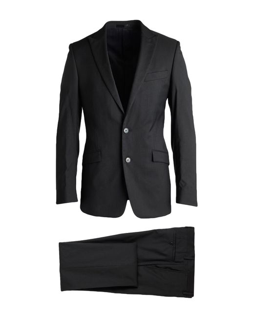 Versace Black Suit Wool, Viscose for men