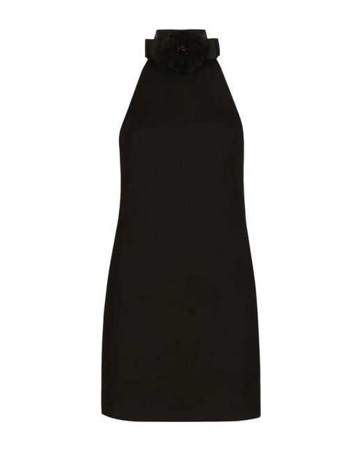 Dolce & Gabbana Black Kurzes Kleid Aus Wolle