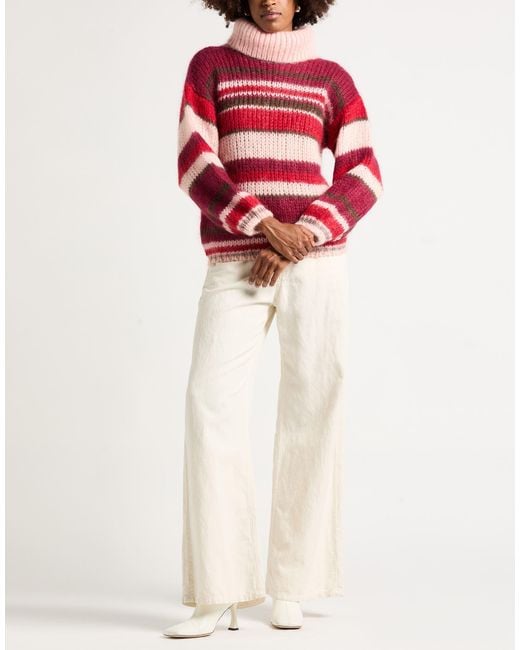 P.A.R.O.S.H. Red Turtleneck Mohair Wool, Polyamide, Wool, Metal Fiber