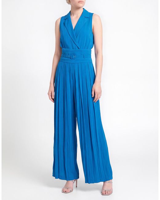 SIMONA CORSELLINI Blue Azure Jumpsuit Acetate, Silk