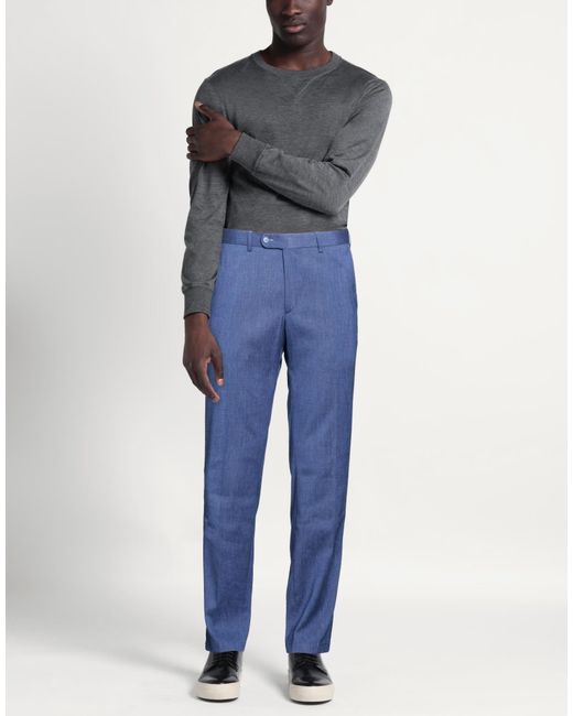 DIGEL Blue Pants Polyester, Linen, Viscose, Elastane for men