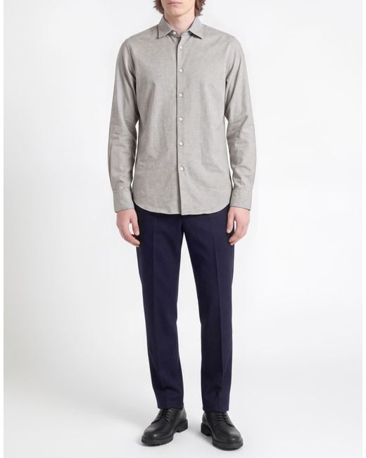 Manuel Ritz Gray Shirt Cotton, Elastane for men