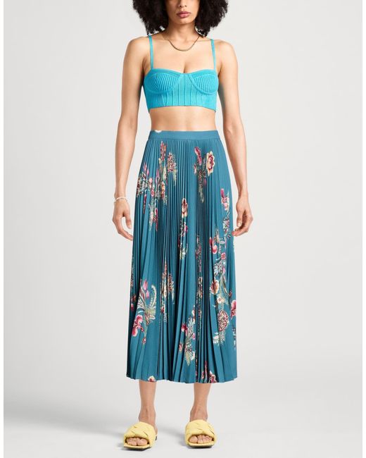 Etro Blue Deep Midi Skirt Polyester, Elastane