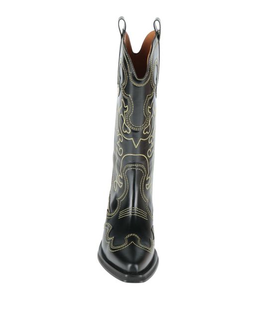 Ganni Black Boot Leather