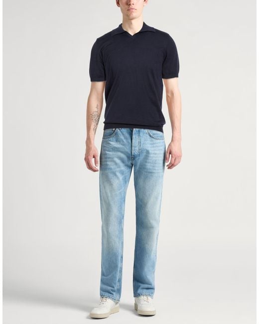 Brunello Cucinelli Blue Midnight Polo Shirt Cotton for men
