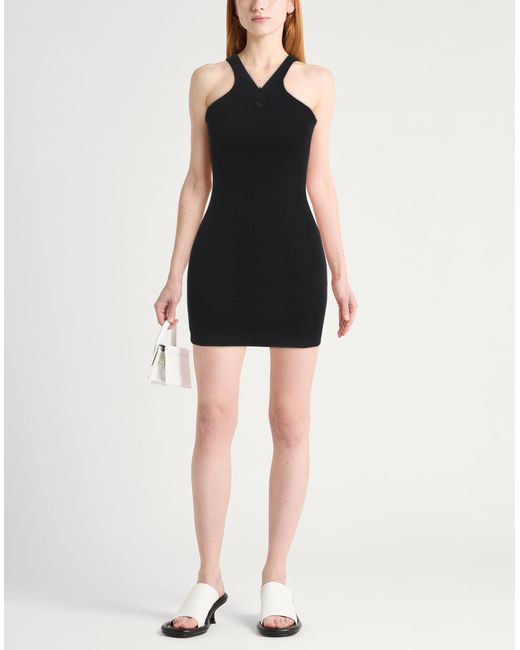 Courreges Black Mini Dress Cotton, Elastane