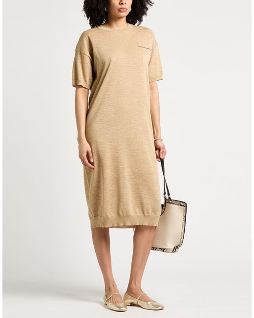 Brunello Cucinelli Natural Midi Dresses