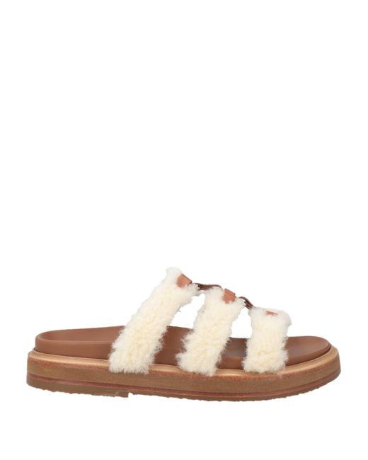 Céline Brown Sandals Calfskin, Shearling