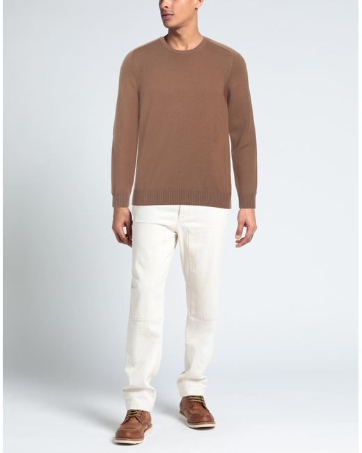 Gran Sasso Brown Camel Sweater Virgin Wool, Polyester, Polyurethane for men