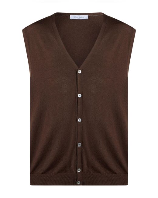 Gran Sasso Brown Cardigan Virgin Wool for men